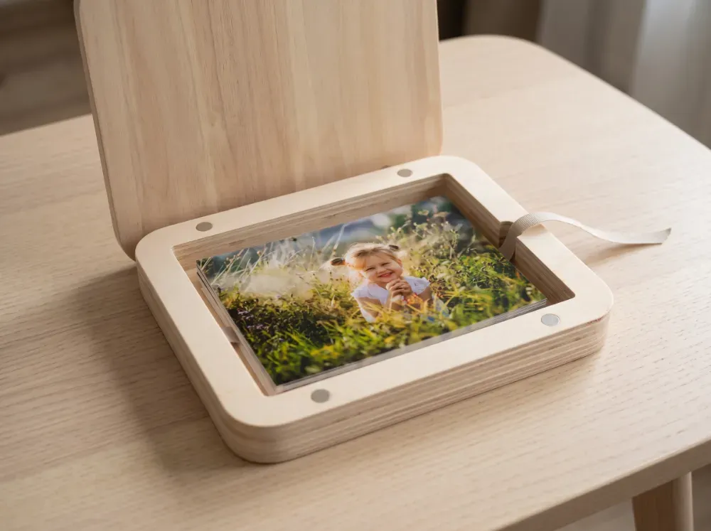 Pack Caja de Madera Con forma + Copias 15x20 cm